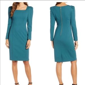 RACHEL PARCELL Square Neck Long Sleeve Ponte Dress